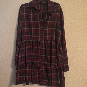 Plaid Button-Up Dress